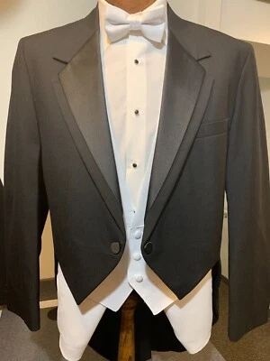 BLACK FORMAL TUXEDO TAILCOAT - Contour Notch Lapel by OSCAR de la RENTA - Image 1 of 4