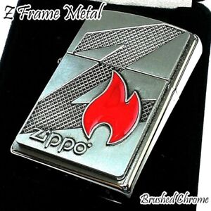 Zippo Oil Lighter Z Flame Metal Frame Design Fire Logo Regular Case Japan