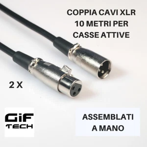 2X CAVO 10 METRI PER MICROFONO CASSE ATTIVE 2 CAVI COPPIA XLR CANNON GIFTECH - Imagen 1 de 1