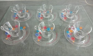 Set Of 6 Lavazza Glass Espresso Cups and Saucers L'Autentico Espresso Italiano - Picture 1 of 6