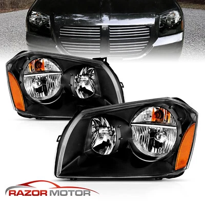 2005-2007 Replacement Driver + Passenger Black Headlights Pair For Dodge Magnum - Изображение 1 из 4