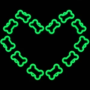 Silicone Dog Tag Silencers - 12 Glow in the Dark Bone Shape Tags - Picture 1 of 12