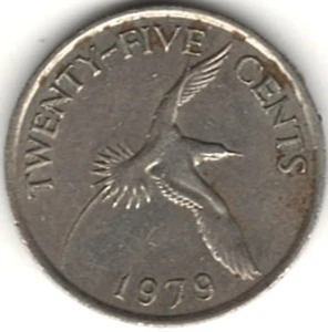 Veinticinco centavos 1979 ~ bermudas ~ baja acuñación de 570.000 b189 - Imagen 1 de 4
