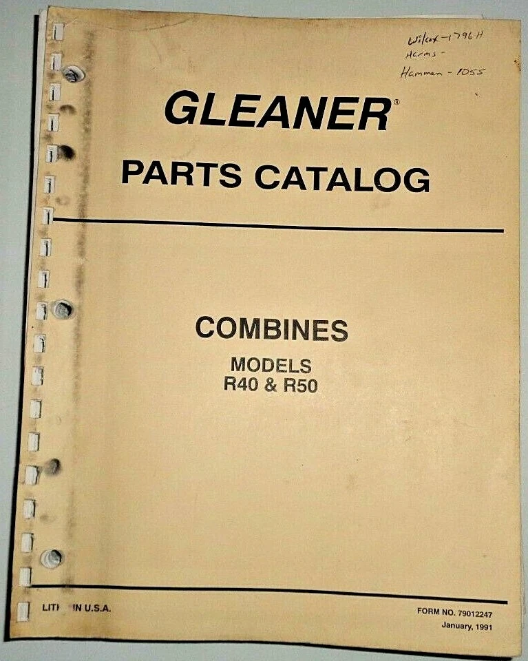 Gleaner R40 & R50 Combine Parts Catalog Manual Book 1/91 OEM ac deutz allis - Image 1 of 3