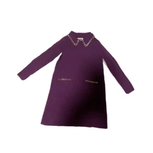 Milly Minis Girls Gem Collar Dress, Grape, Size 6/7 - Picture 1 of 1