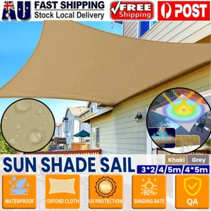 Heavy Duty Waterproof Sun Shade Sail Square Rectangle 98% UV Block 185gsm HDPE - Picture 1 of 20