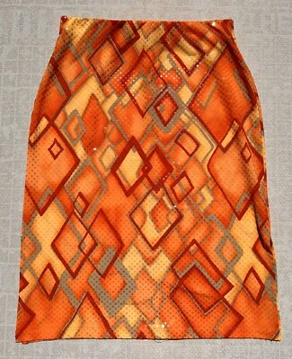 Falda Brillante Mod Go Go Go De Colección Años 90 EE. UU. S Naranja Años 70 Club Joyce Leslie Estampada Rara Foto 1 de 4