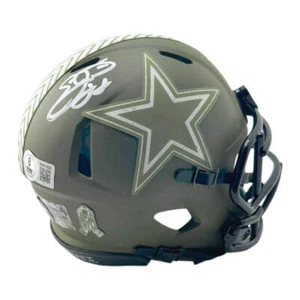 Mini casco de fútbol americano firmado por Emmitt Smith Dallas Cowboys Salute to Service (Becke - Imagen 1 de 3