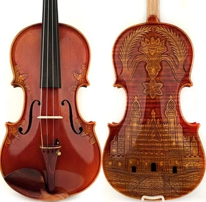 T30 Master Strad 1716 Copy Carved Castle Violin 4/4 Beautiful European Wood Warm - Picture 1 of 17