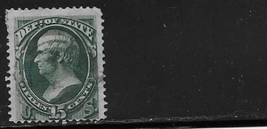 US Scott O64, Official Mail, 1873, Dept. of State, 15 Cent, Webster, Used, F/VF - Picture 1 of 1
