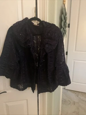 BLAZER VINTAGE JC COLLECTION NEGRO CON VOLANTES LENTEJUELAS TALLA XL Foto 1 de 4