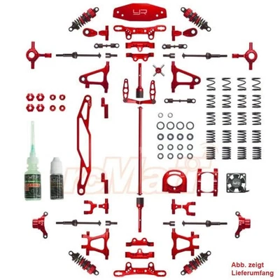 YEAH RACING ALU TUNING CONVERSION KIT ROT FÜR TAMIYA TT-02 MODELLE # CK-TT02RD - Bild 1 von 4