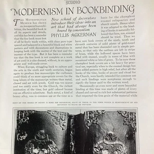 Bookbinding Art Print Article 1924 Original Rare Antique NYC Met Ackerman Legrai - Picture 1 of 10