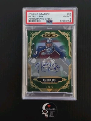 Patrick Roy 2020-21/25 Stature Auto PSA 8 #92 Colorado Avalanche cubierta superior Foto 1 de 2