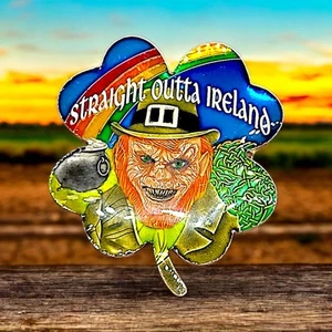 STL Mint + Eye Coindy 'Straight Outta Ireland' Enameled 1 oz 999 Fine Silver Bar - Picture 1 of 7