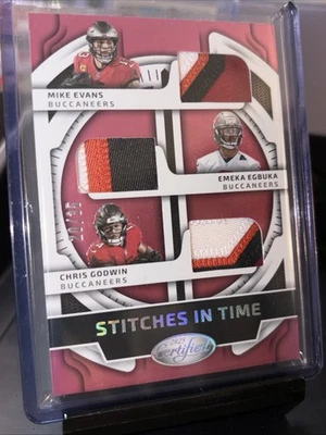 2025 Certified Mike Evans/Emeka Egbuka/Chris Godwin Stitches In Time Pink Et /35 - Image 1 of 4