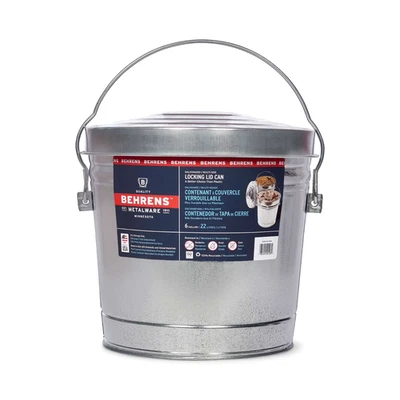 BEHRENS Galvanized Steel Locking Lid Storage Can, 6-Gallon