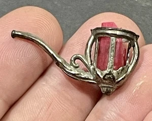 Scarce Antique 1910’s Tobacco Pipe Cracker Jack Charm Toy W/ Red Glass Insert - Picture 1 of 7