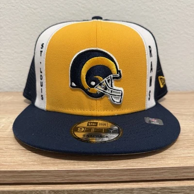 New Era St. Louis Rams 9FIFTY Azul Marino Malla Camionero Retro Snapback Hombres Sombrero NUEVO Foto 1 de 4
