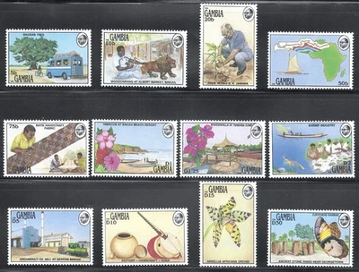 Gambia Mint NH Sc# 989/100 complete culture & ethnicity set flower fruit 1990 - Image 1 of 2