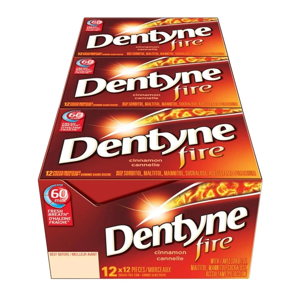 Dentyne Fire Canela Picante Goma Sin Azúcar-12 Cuentas-2 CAJAS Foto 1 de 1