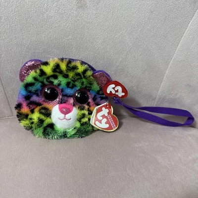 TY Beanie Boo Dotty Leopardo Muñequera Brillante Arco Iris Felpa Monedero Cartera Foto 1 de 4