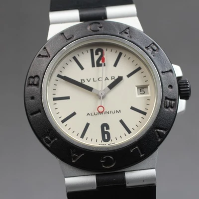[Exc+5] BVLGARI Aluminum AL38A 38mm Silver Dial Date AT Men's Watch From JAPAN - Image 1 of 4