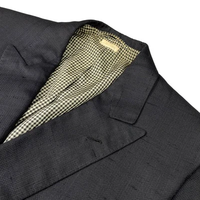 Brioni Men's 100% Silk Double Breasted Blazer Black Textured • Italy • 40R US - Image 1 of 4