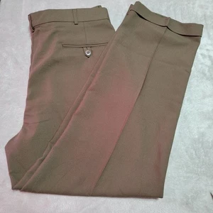Pantalone abito ardesia uomo 36/29,5 marrone business polsini plissettato classico lavoro - Foto 1 di 11