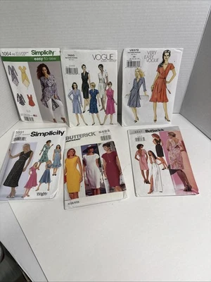 Six New Women’s Dress Patterns. Size 12 Though 18. Vogue Simplicity & Butterick - Image 1 of 4
