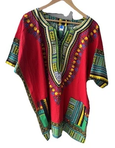 Camicia Dashiki unisex cultura africana design vintage hippie tribale caftano - Foto 1 di 24