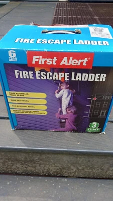 First Alert Three-Story Fire Escape Ladder 24 Feet Steel Anti-Slip Black - Image 1 of 2