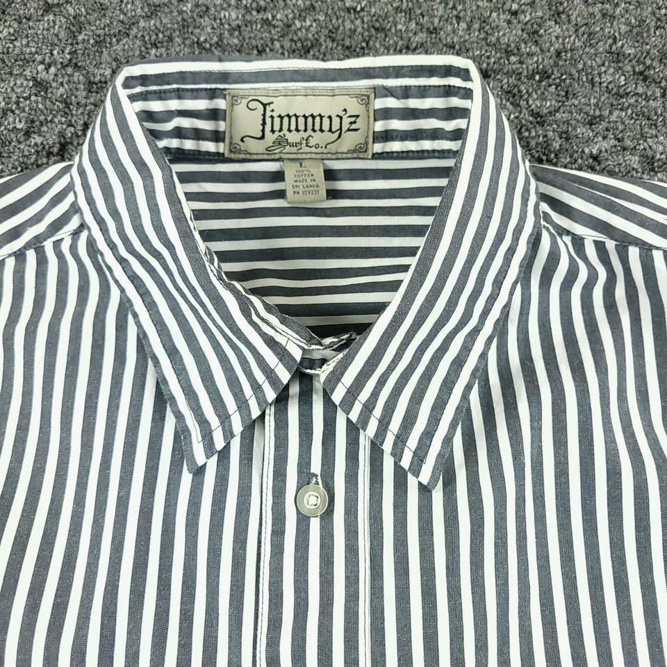 Jimmy'z Surf Shirt Mens Large Black Stripe Business Casual Pocket Inside Shirt - Image 1 of 4