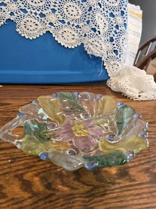 Vintage 1940's Indiana Glass Wild Rose Seperated Serving Dish Colorful - Picture 1 of 9