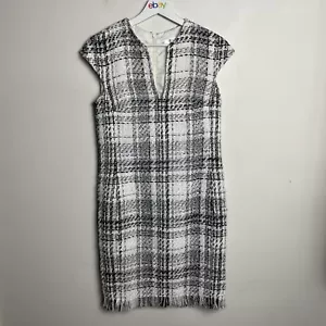 Carla Zampatti Dress Size 8 Black White Tweed Polyester Sleeveless Knee Length - Picture 1 of 11