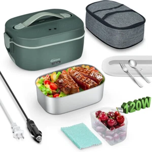 120W Electric Lunch Box Food Heater, 1.8L 5 IN 1 12V/24V/110V/220V/230V Heated L - Picture 1 of 7