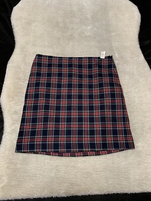 New Talbots Womens Plaid Blue Red Skirt Size 16P Petite NWT Lined - Image 1 of 4