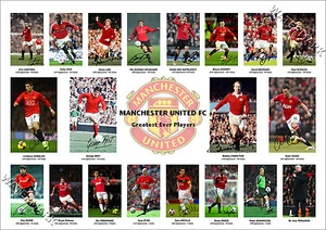 MANCHESTER UNITED SIGNED PHOTO POSTER PRINT SQUAD MAN UTD ROONEY RONALDO BEST - Picture 1 of 1