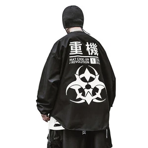 Niepce Men's Japanese Kanji Atom Bomb Streetwear Button Up Shirt Samurai T-Shirt - Picture 1 of 16