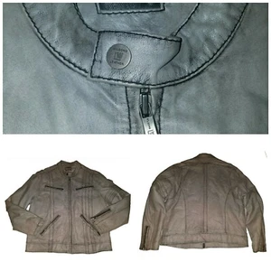 WILSON'S Cafe Racer Leather Motorcycle Jacket Vintage-Style Distressed Gray XL - Picture 1 of 8