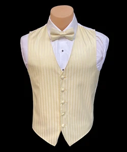 Men's Canary Yellow Tuxedo Vest with Bow or Long Tie Big & Tall Sizes Free Ship - Picture 1 of 7