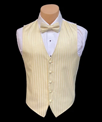 Men's Canary Yellow Tuxedo Vest with Bow or Long Tie Big & Tall Sizes Free Ship - Image 1 of 3