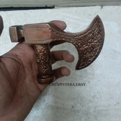 Manija de cabeza de hacha antigua en funcionamiento para bastón de madera diseño de bastón macizo Foto 1 de 3