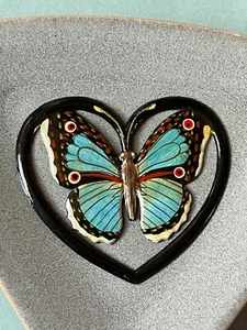 Large Black Heart w Pretty Blue Butterfly Plastic Bookmark Bookmark – 3 x 2.75 i - Picture 1 of 5