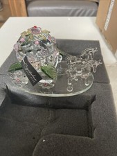 CRYSTALUX COLLEZIONI BELLISSIMA CARROZZA ZUCCA DECORATA CAVALLO DI CRISTALLO DISEGNATO