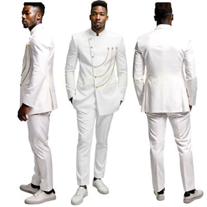 Men's Suits Single Breasted Gold Buttons Blazer Jacket and Pants African Clothes - Picture 1 of 31