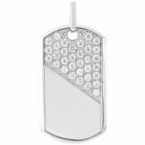 Men's Mini Dog Tag Army Military 2.65 CT Round CZ 925 Sterling Silver Pendant - Picture 1 of 4