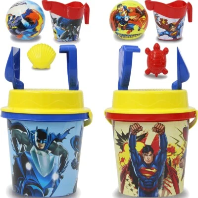 JAMARA Deluxe Sand Spielzeug SET 7tlg SUPERMAN BATMAN Strand Ball Eimer Sandkasten Kind