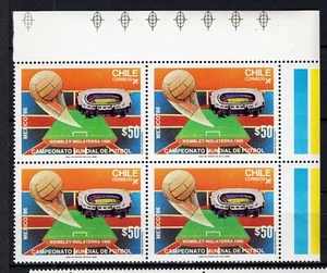 CHILE 1986 World cup futbol futball soccer 50p MNH block of 4 corner sheet - Picture 1 of 1