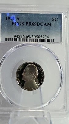 1991-S  Jefferson Nickel PCGS PR69DCAM #734 - Image 1 of 2